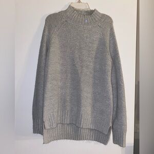 Women's Gray Turtleneck Sweater - Soft Ribbed Cowl